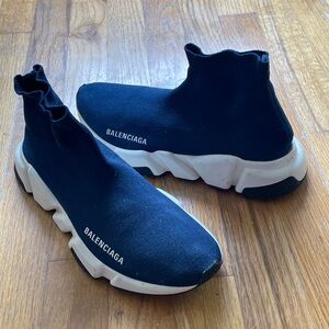 Balenciaga Black Sock Sneakers with White Soles